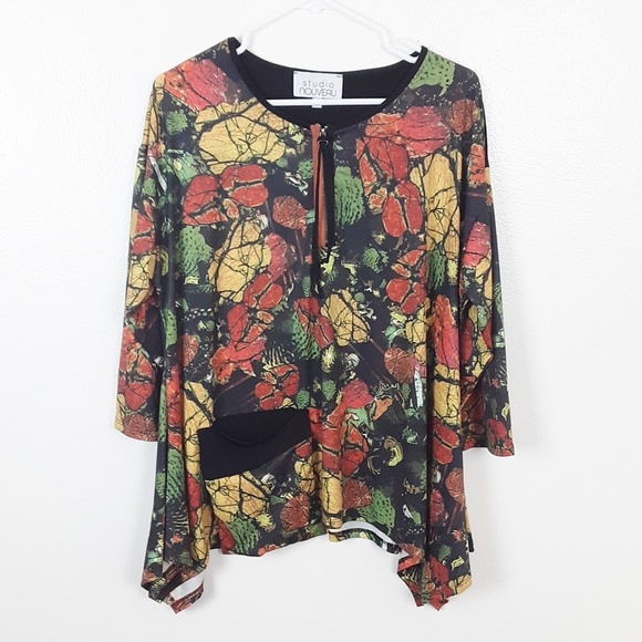 Studio Nouveau Tunic Top Asymmetrical Hem Artsy S - Picture 1 of 5